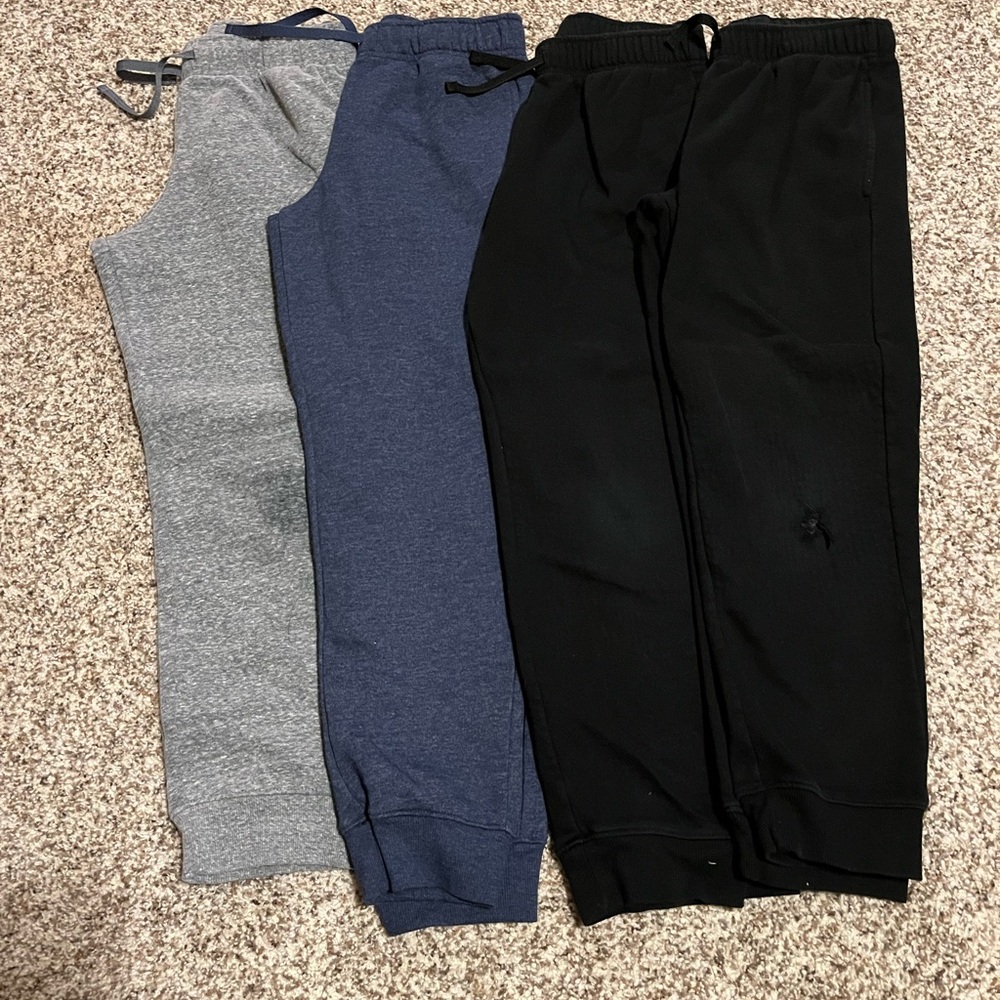 Cat & Jack Kids Jogger Set - Gray, Blue, 2 Black pairs. Size: Large.